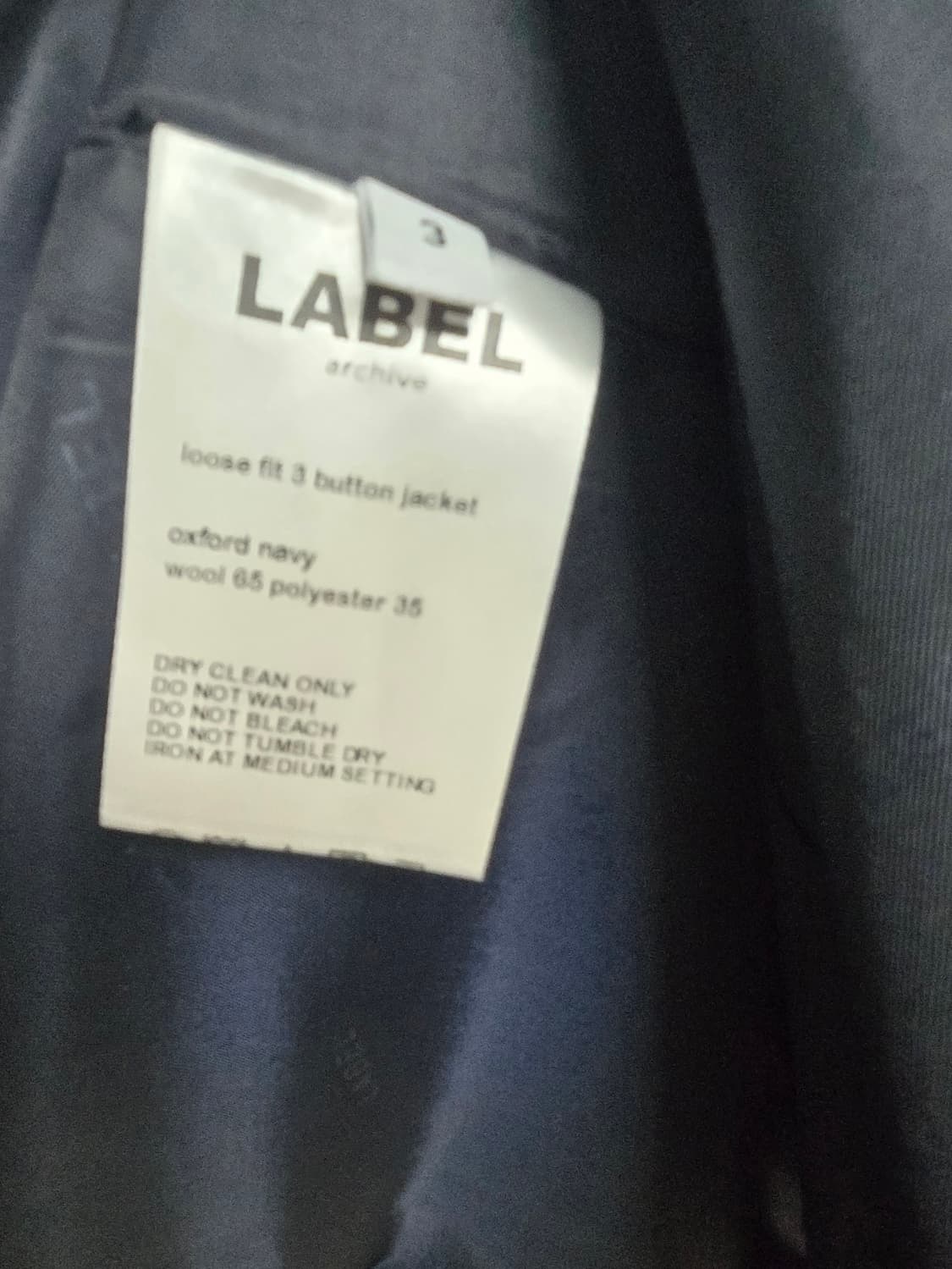 새상품)라벨 아카이브 3버튼 네이비자켓 상품이미지6