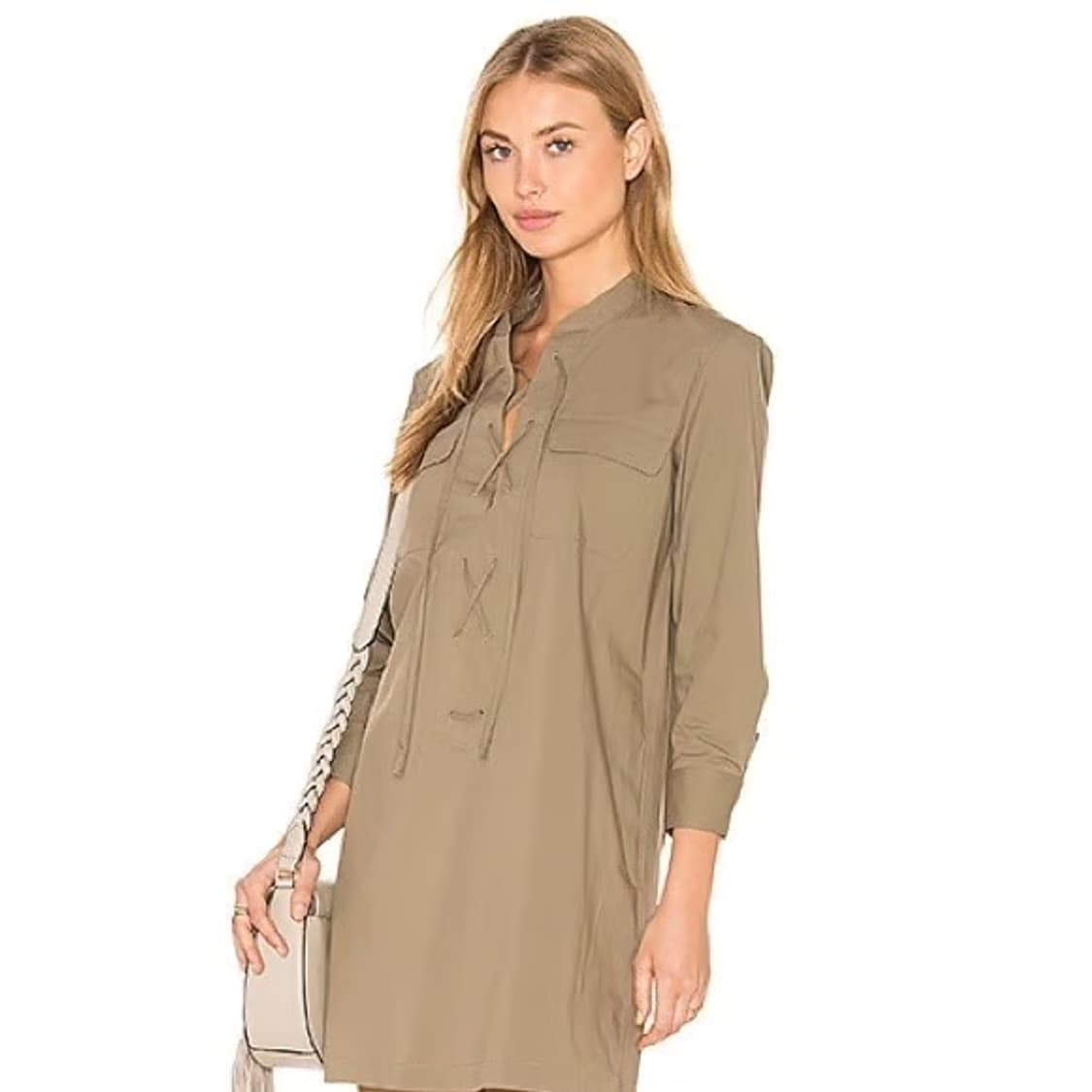 Theory Jullitah Poplin 띠어리 카키 셔츠 원피스  상품이미지8