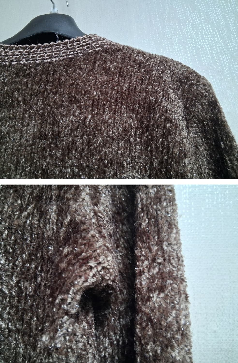 일본수입빈티지 QUEEN MARTHA 벨벳트위드니트가디건 은사반짝이 77 상품이미지6