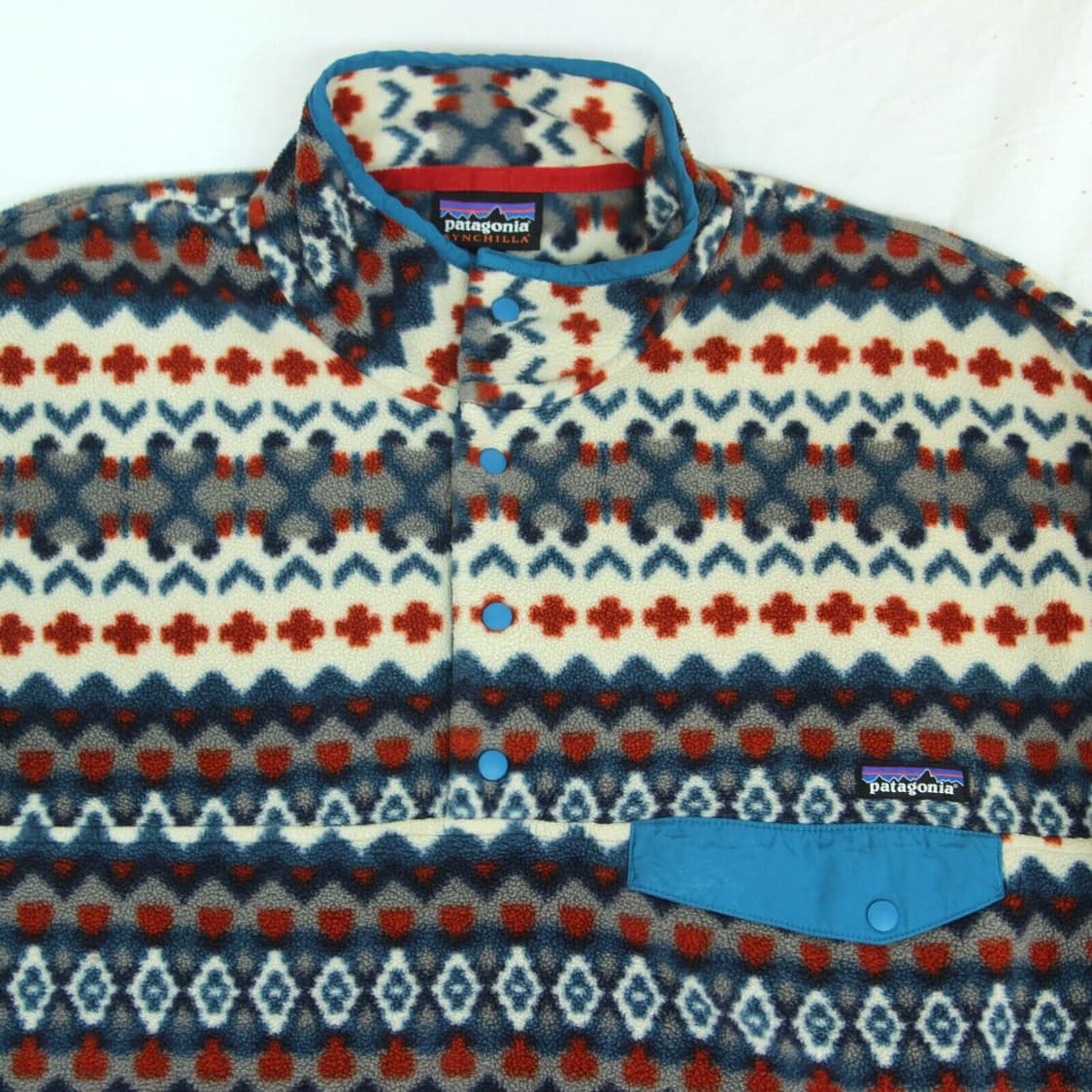 15FW 파타고니아 신칠라 스냅-T 아이보리/블루 아즈텍 패턴 멕시코 상품이미지2