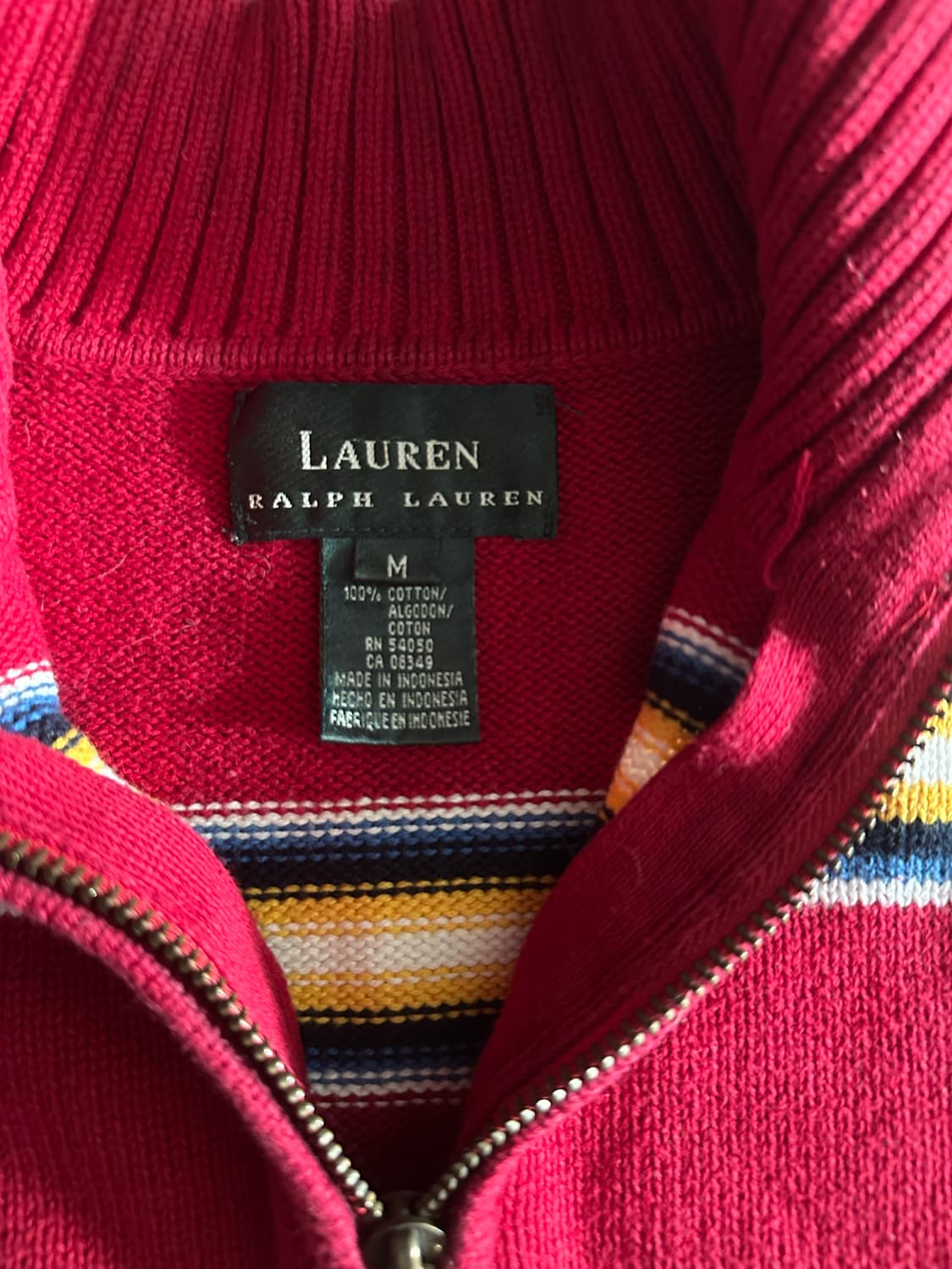 LAUREN 랄프로렌 하프집 스트라이프 니트 M 상품이미지2