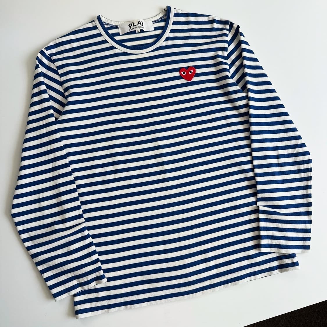 Comme Des Garsons 꼼데가르송 블루 스트라이프 보더티 상품이미지2