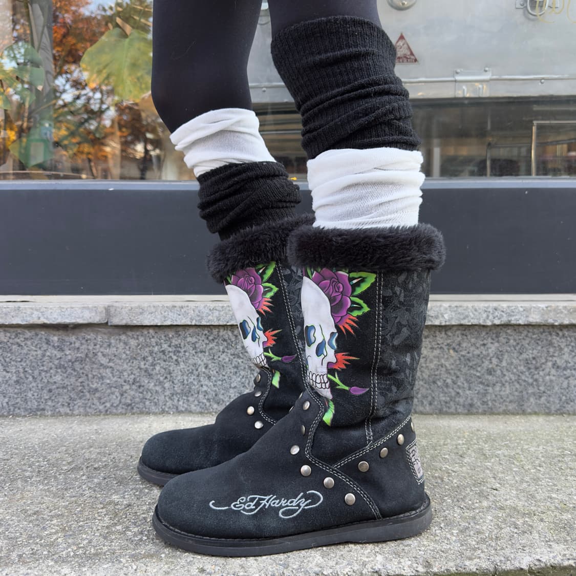 00s 레어 에드하디 스웨이드 스컬 타투 부츠 상품이미지8