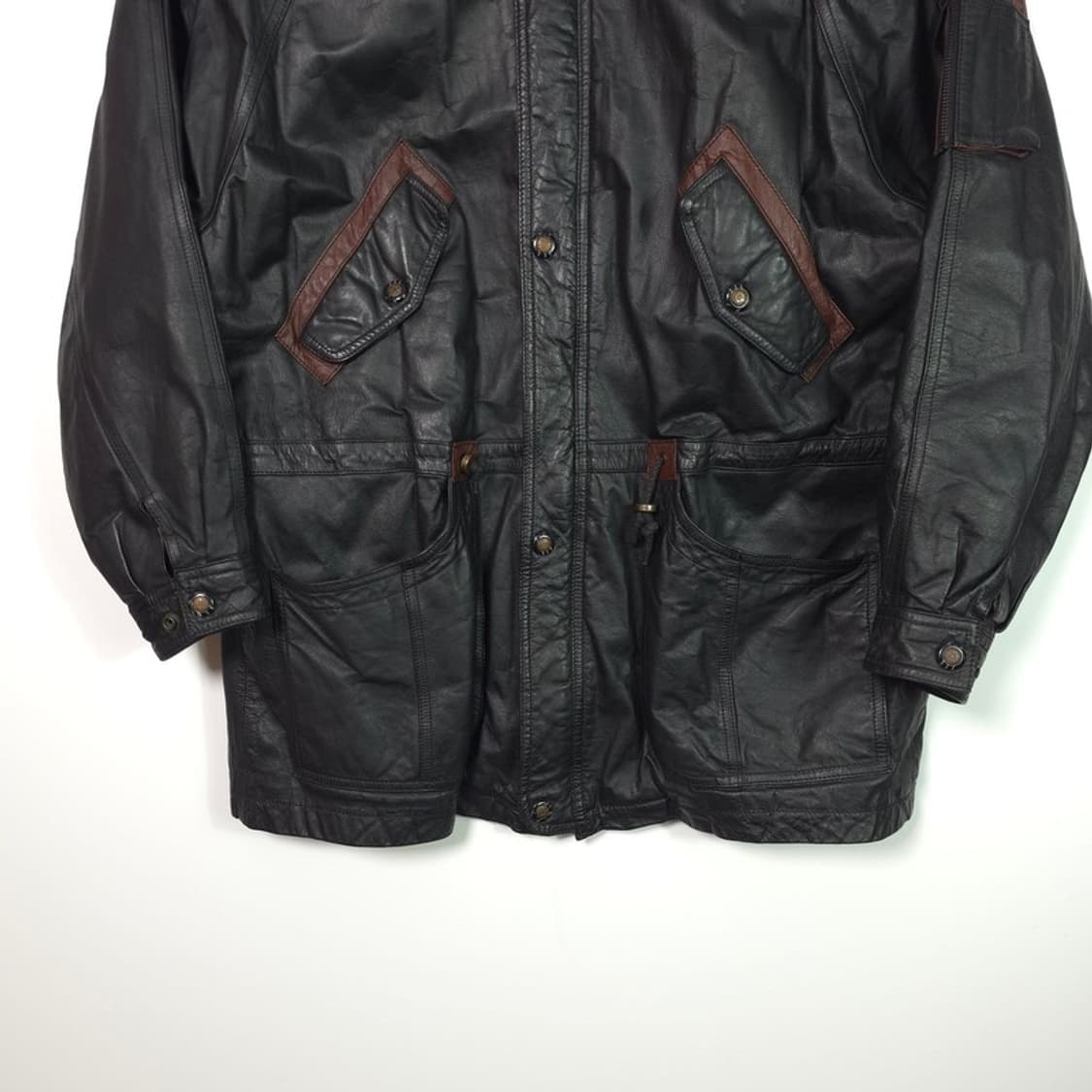 VALENTINO UOMO 90s 빈티지 레더 필드 자켓 XL 상품이미지4