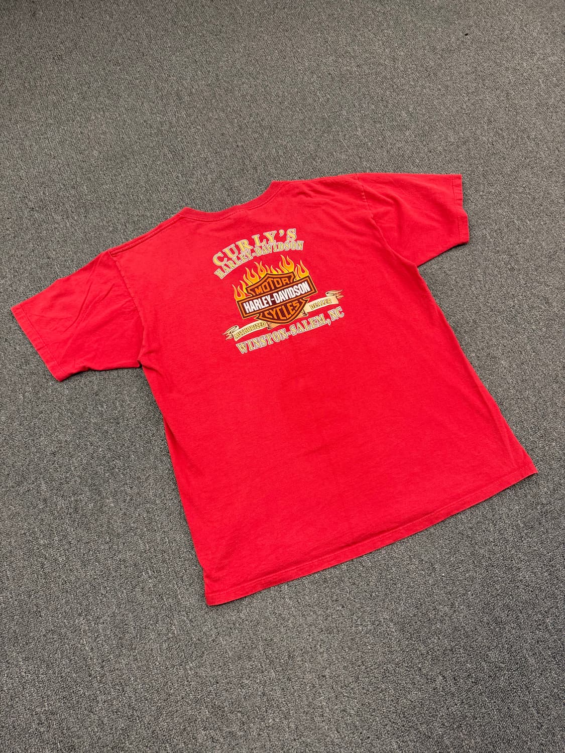 2XL) 할리데이비슨 빈티지 플레임 로고 프린팅 반팔 티셔츠 상품이미지4