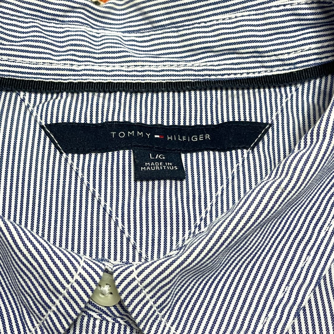 타미힐피거 네이비 스트라이프 포켓 셔츠 여성L 상품이미지5