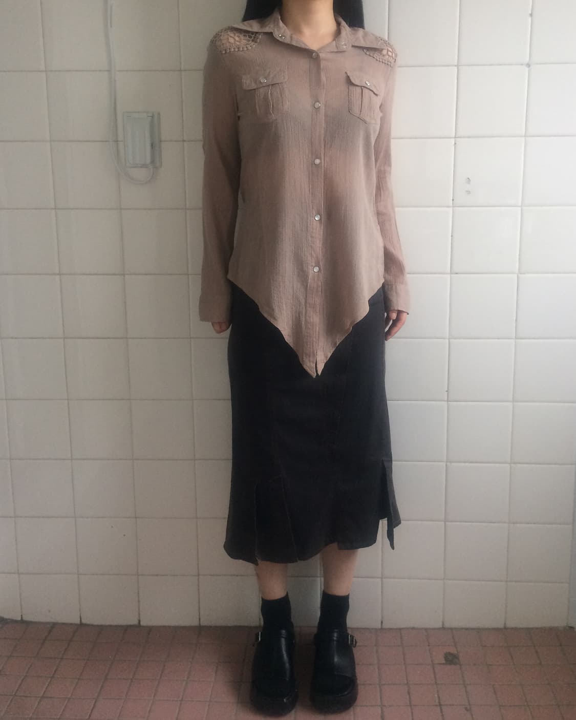 Crochet punching point shirt 상품이미지5