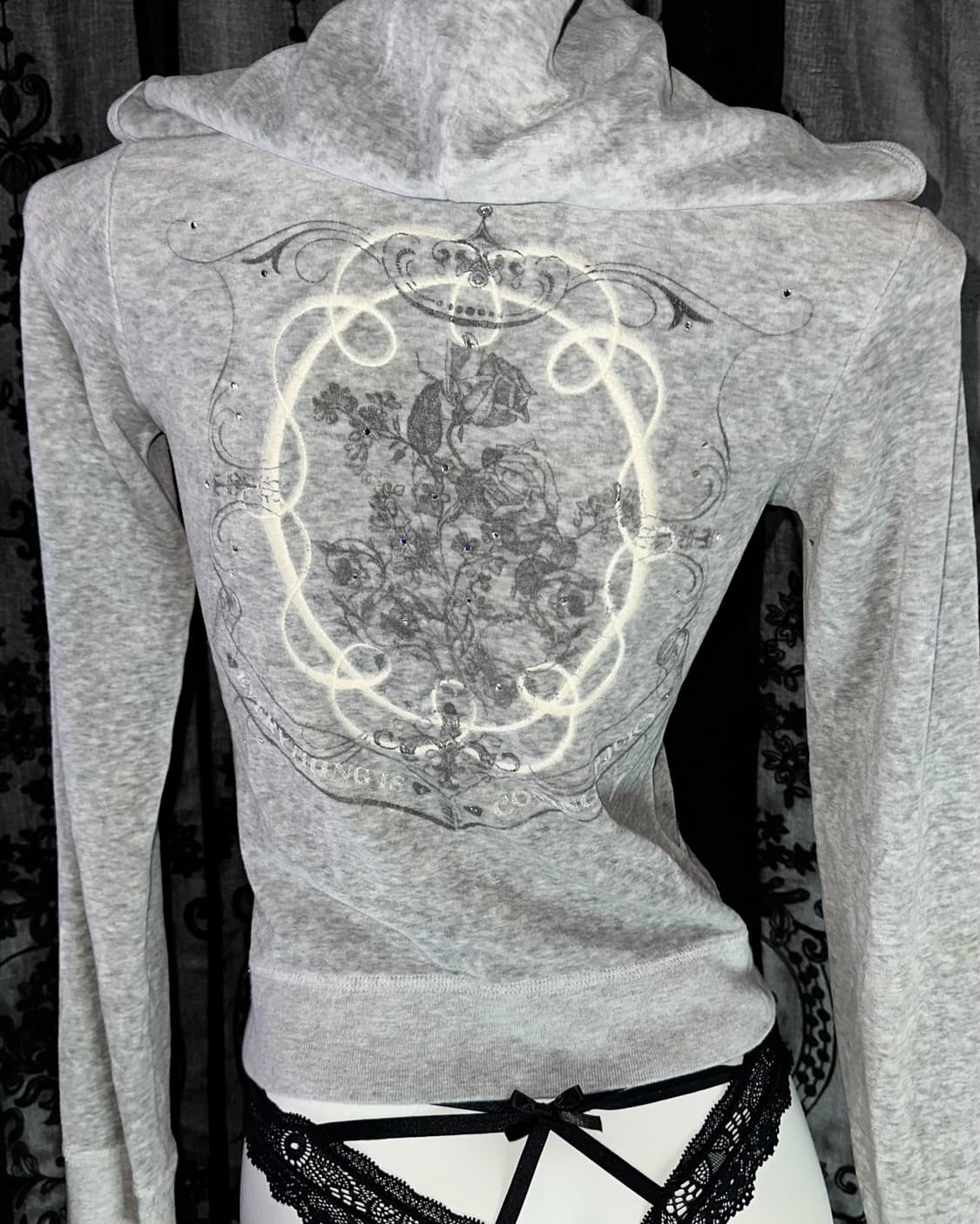 gray velvet zip-up 상품이미지2