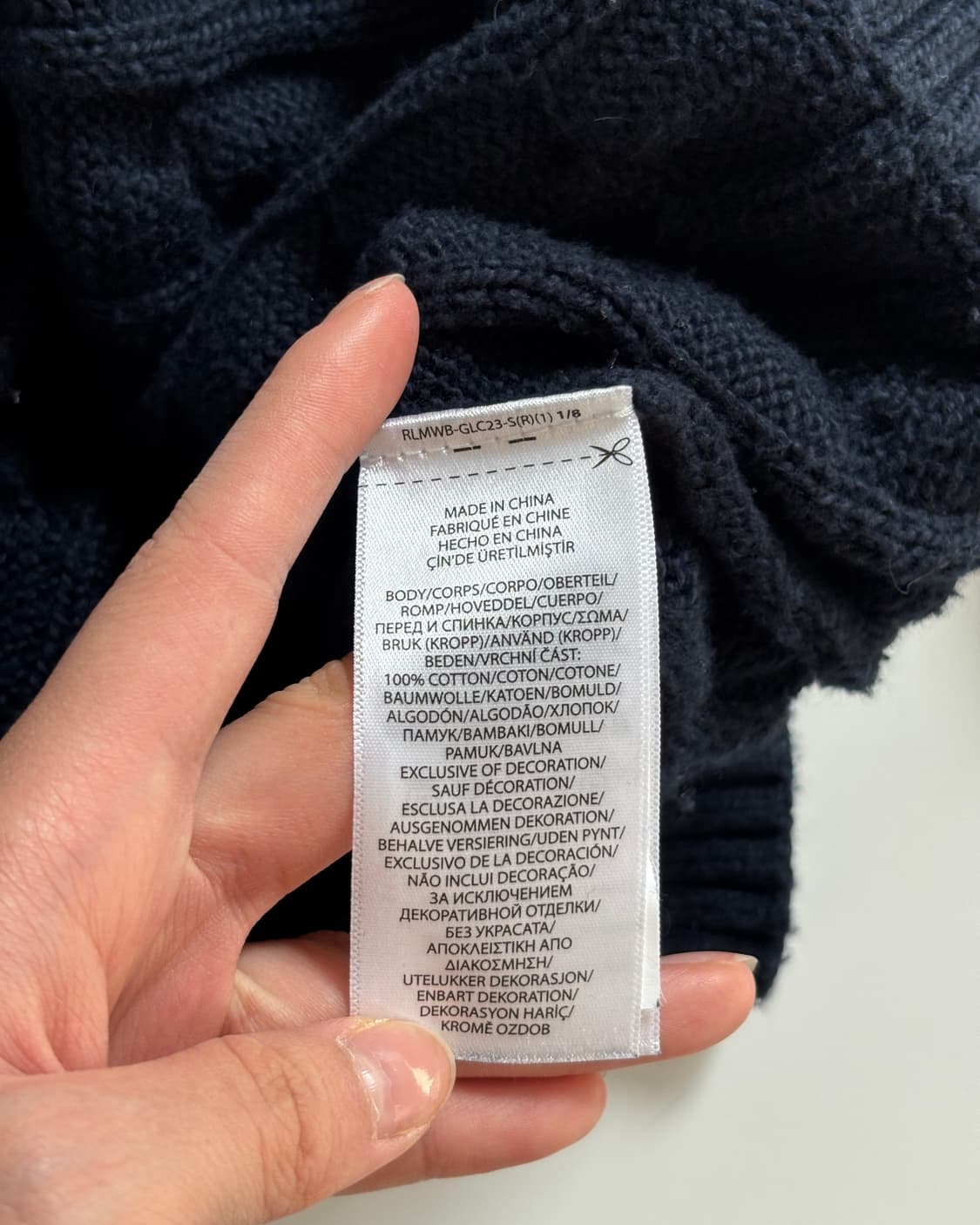 Polo 폴로 랄프로렌 QR신형 네이비컬러 코튼 케이블 니트 상품이미지5