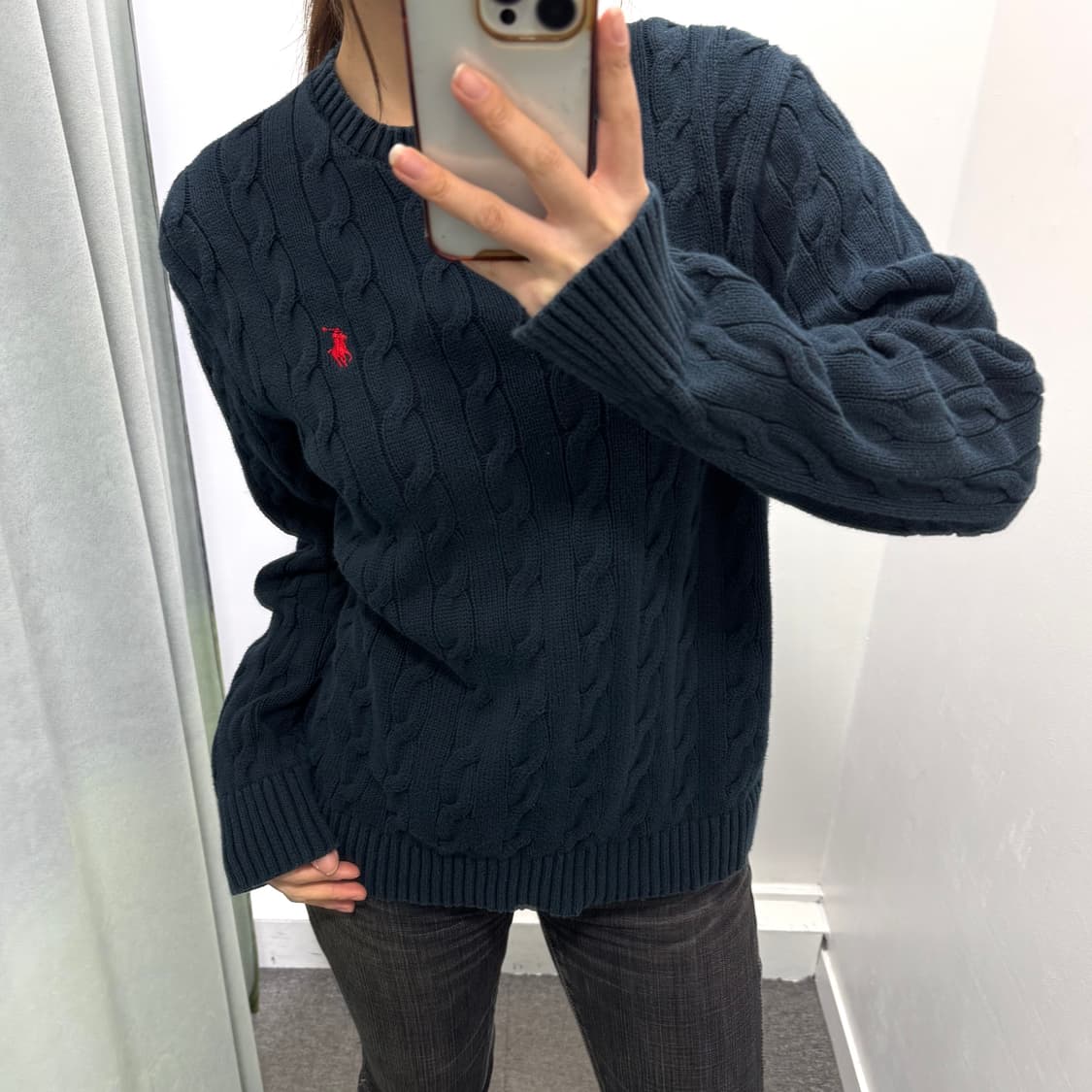 폴로 네이비 꽈베기 니트 상품이미지1