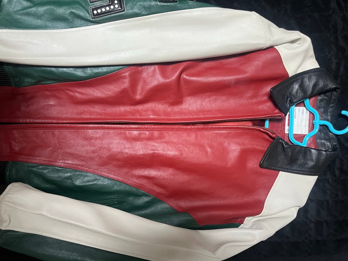 [XL] 슈프림 18SS 스터드 아크 로고 레더 자켓 레드 (명작 아카이 상품이미지1