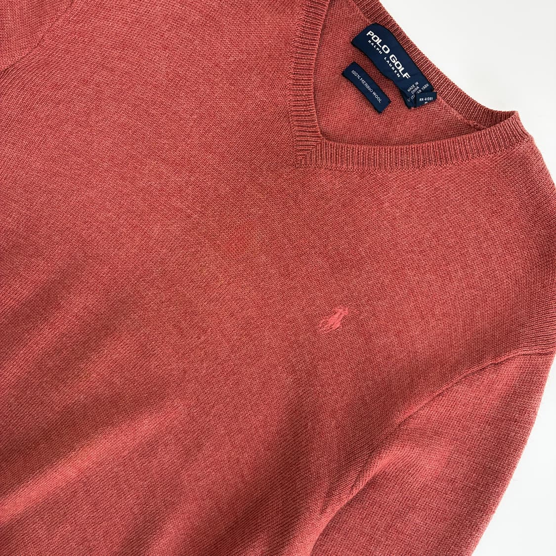 Polo  폴로 골프 자수 메리노울 핑크 브이넥 니트  상품이미지3