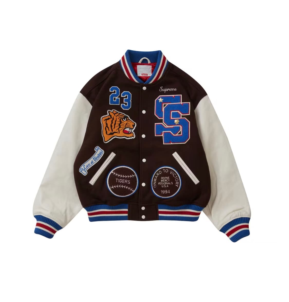 슈프림 타이거 바시티 자켓 브라운 L 상품이미지1