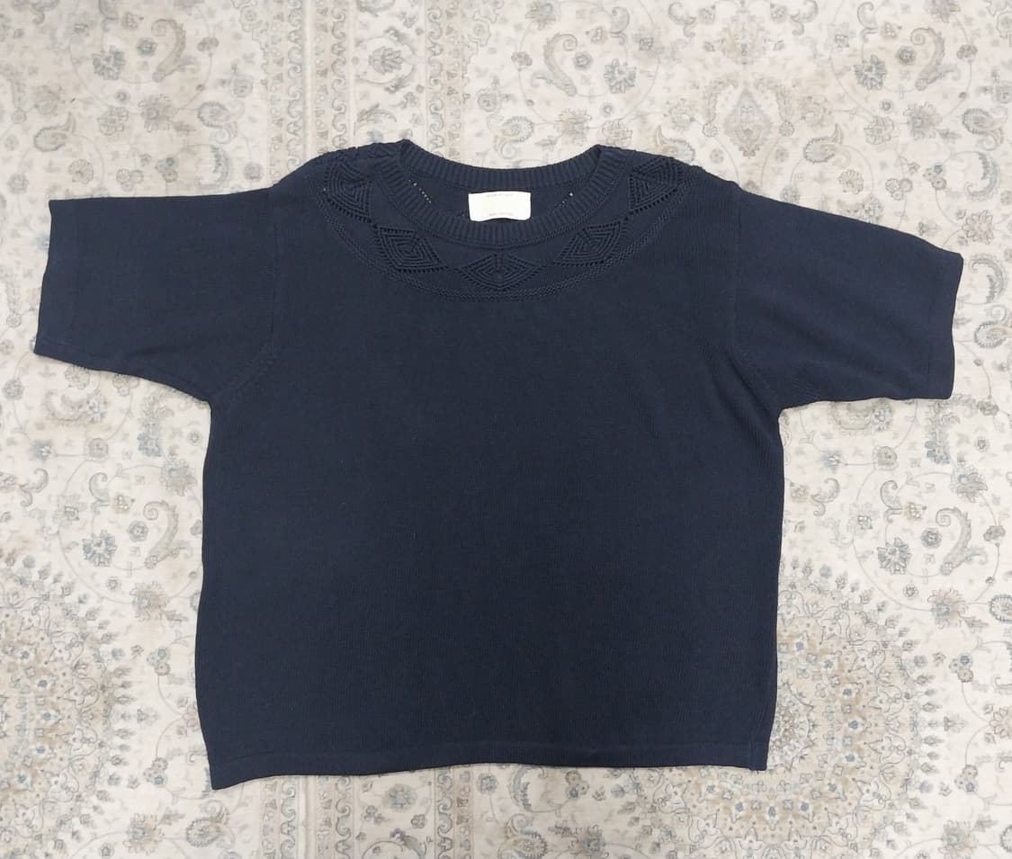 BENETTON 베네통 크롭 네이비 반팔니트 (55반까지) 상품이미지1