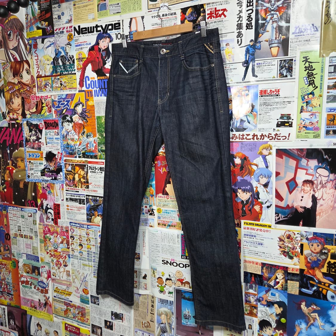 후부 백 포켓 자수 진청 데님 팬츠 상품이미지6