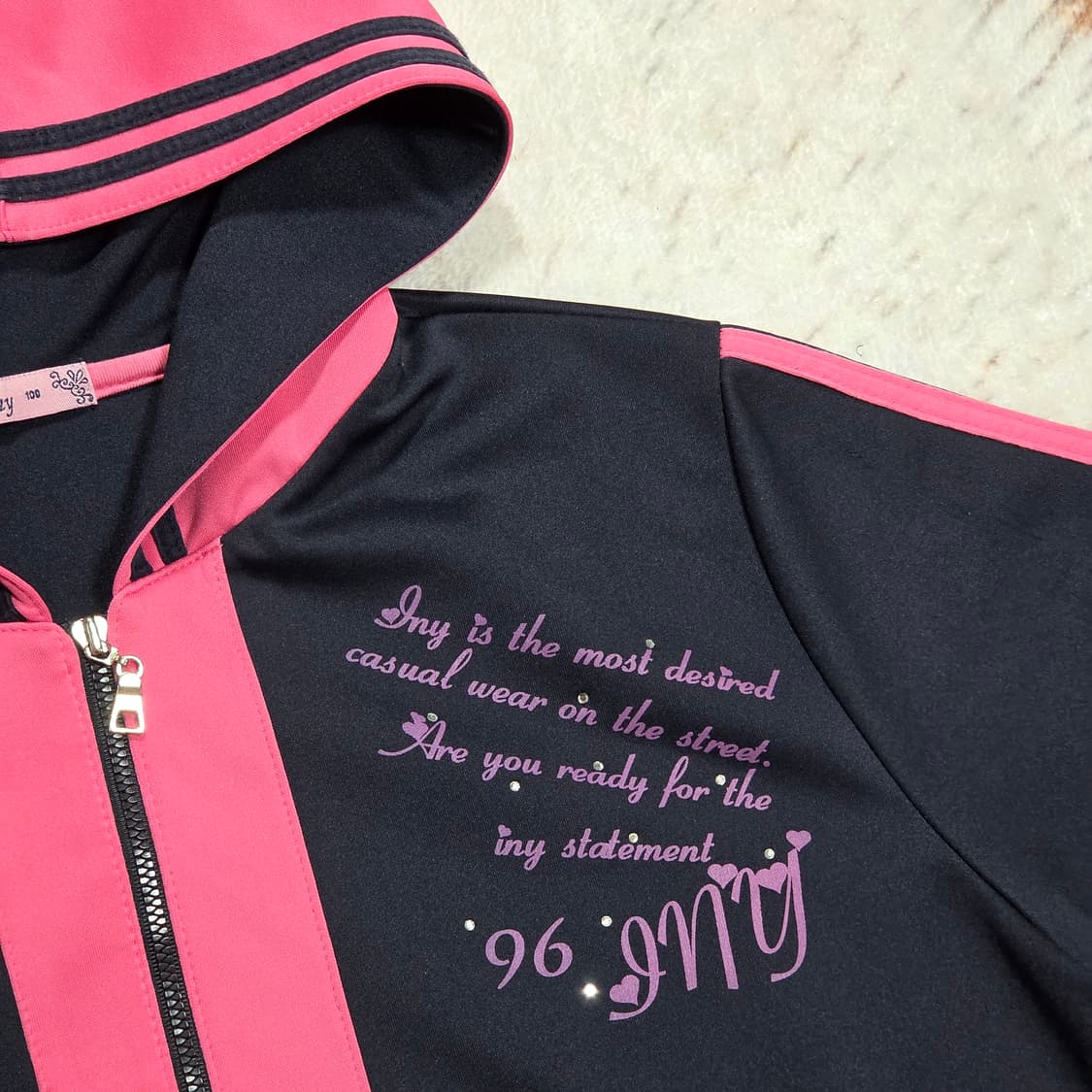 Y2K 키치 큐빅 후드 져지 상품이미지2