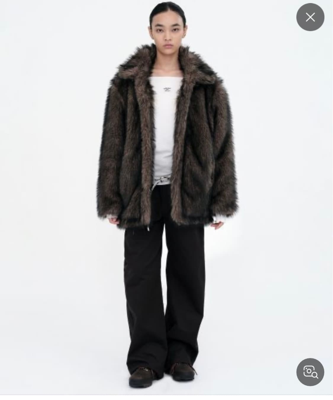 밀로우먼 버클 롱 헤어 퍼자켓 브라운 S 상품이미지1