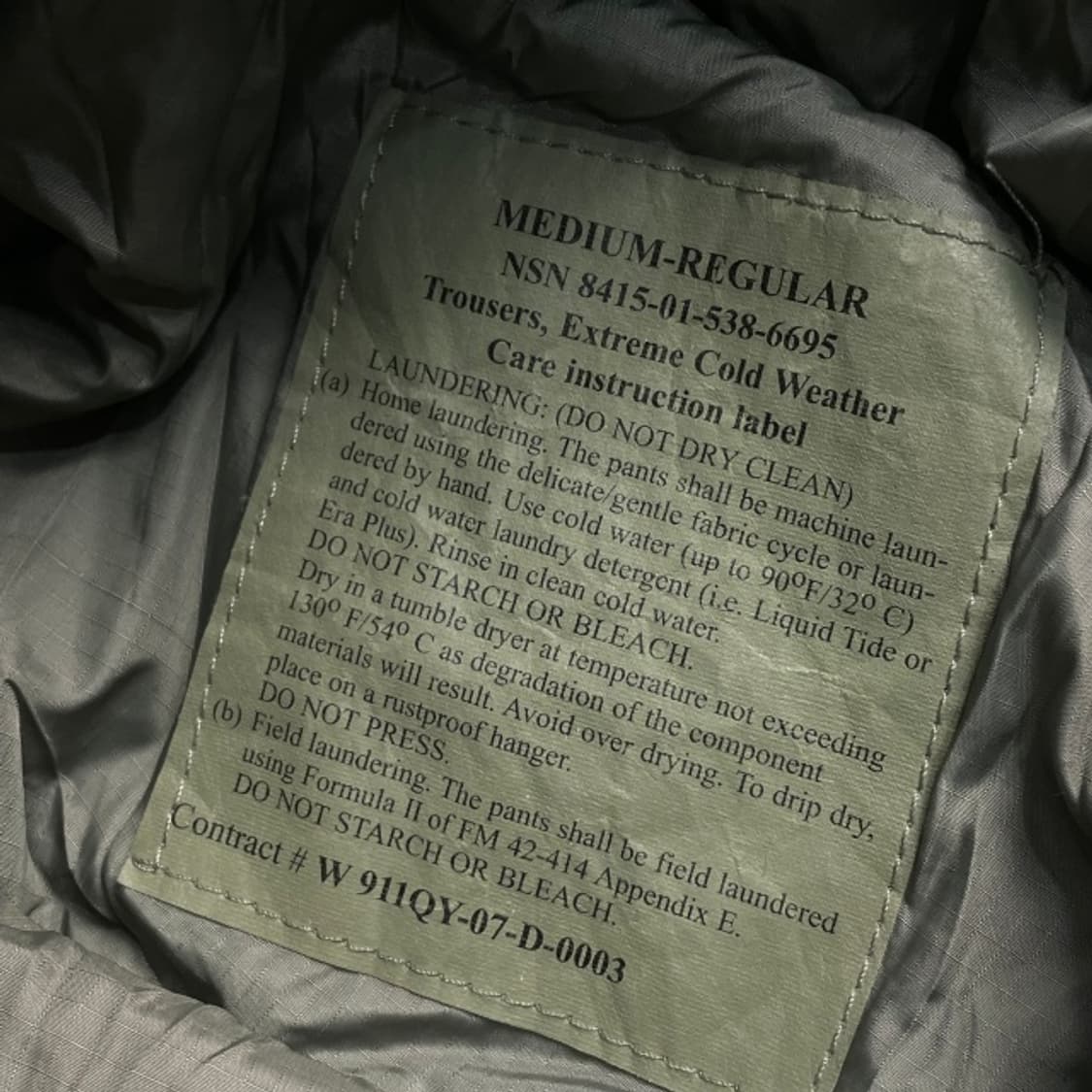 100 미군 ECWCS 3세대 레벨7 프리마로프트 팬츠 상품이미지5