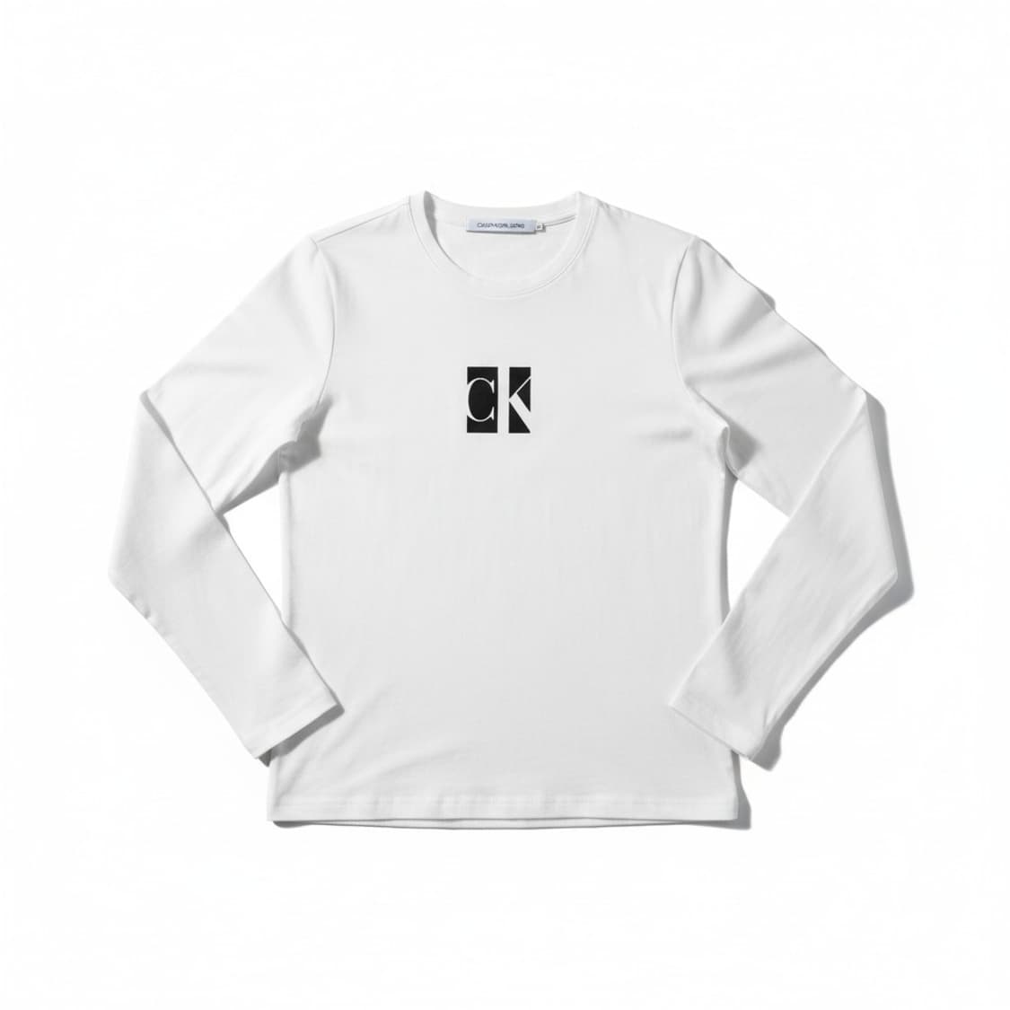 캘빈클라인 화이트 CK 로고 긴팔 티셔츠 상품이미지1