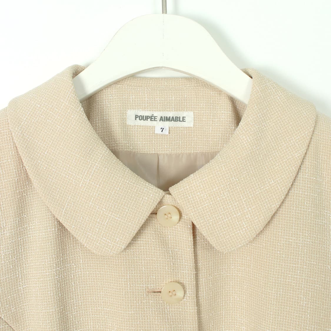 일본 빈티지 아이보리 트위드 자켓 스커트 셋업 세트 상품이미지4