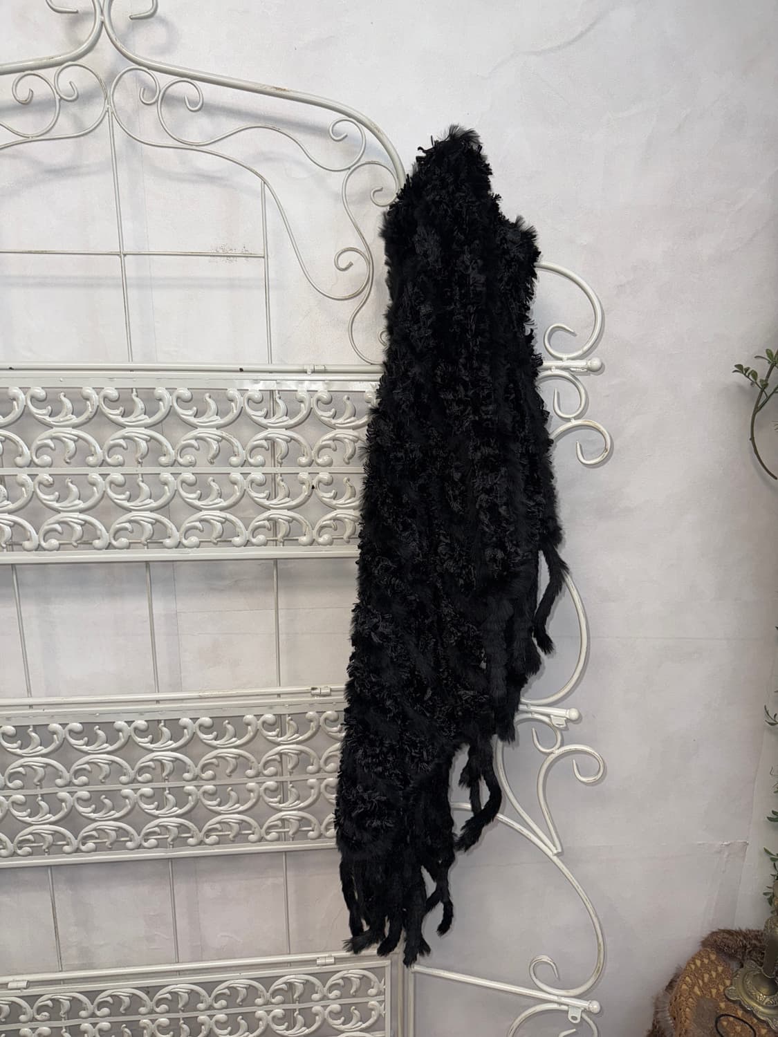 Black rabbit fur trimming shawl  상품이미지2