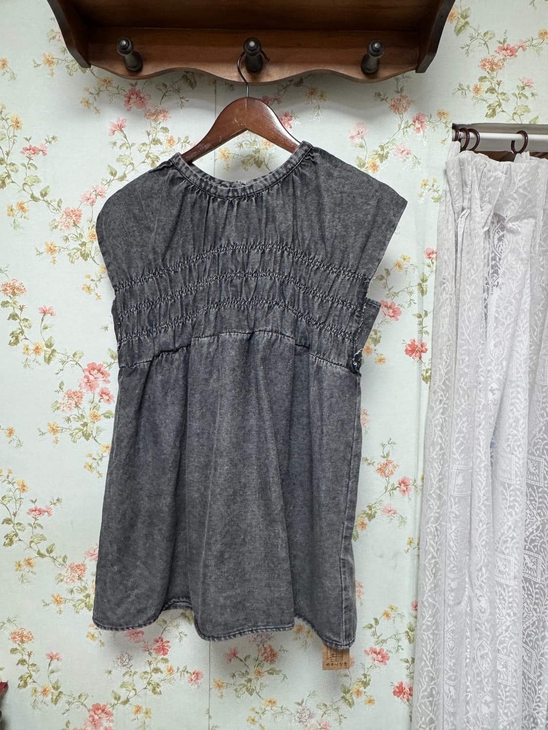 데님 셔링 슬리브리스 상품이미지2