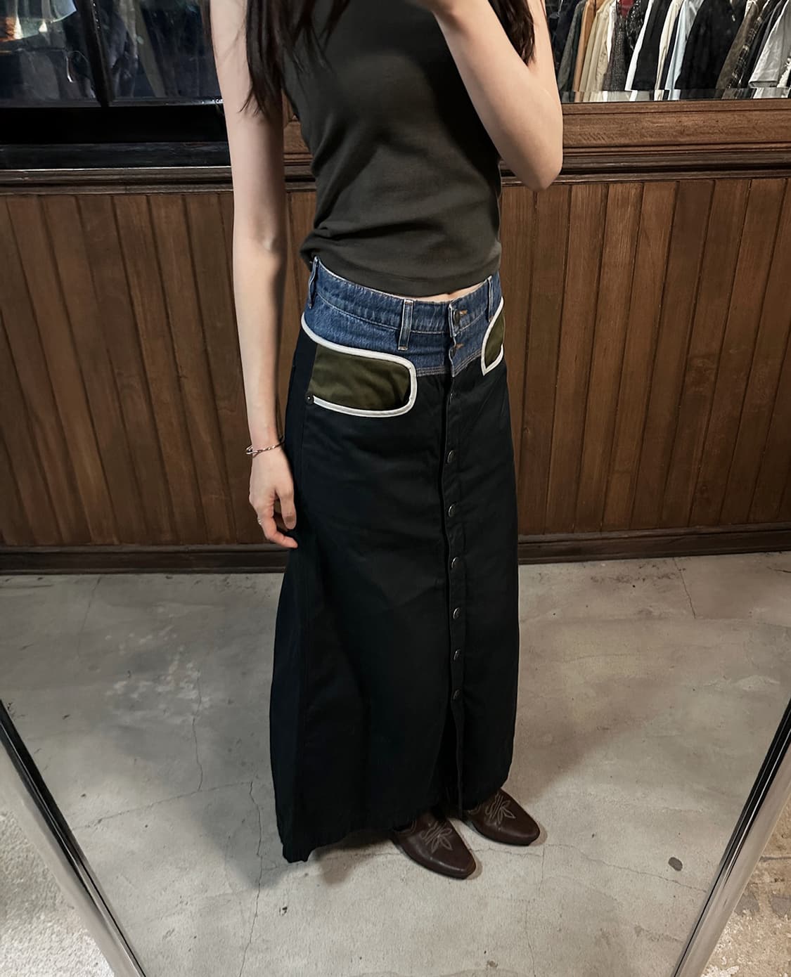 DIESEL long denim mix skirt 상품이미지3