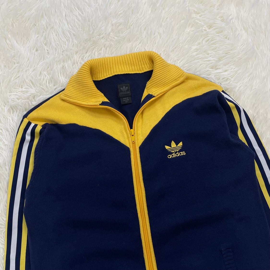 아디다스 불꽃 로고 니트 트랙탑 네이비 옐로우 상품이미지3