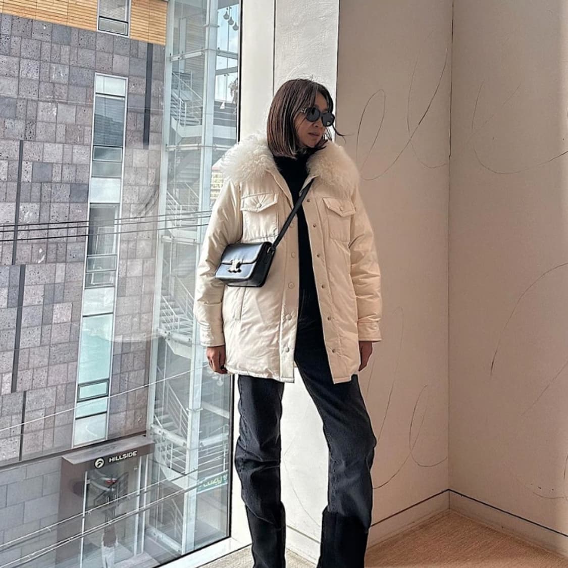 NW1423 뷰드팍 시어링 퍼 다운 패딩 상품이미지2