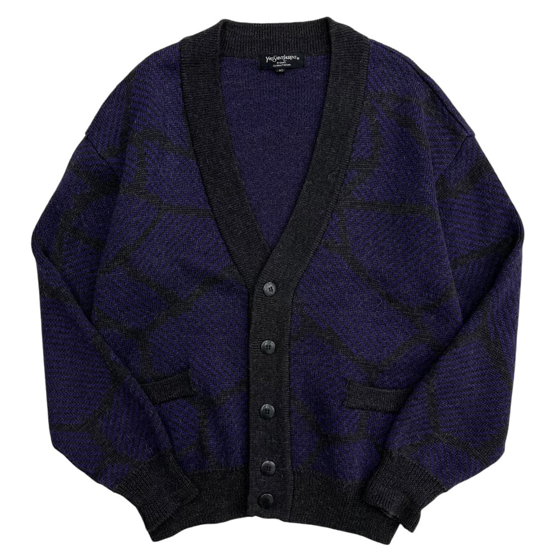 입생로랑 딥카키 배색 딥퍼플 가디건 95 상품이미지2