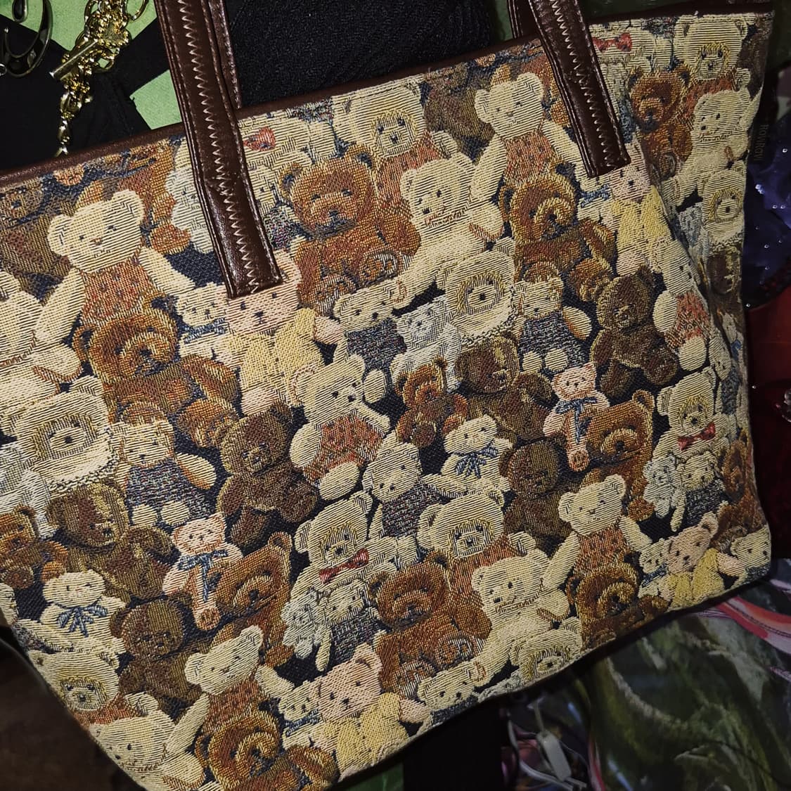 90s 야마토야 테디베어 고블랭 엔틱 쇼퍼백 상품이미지8