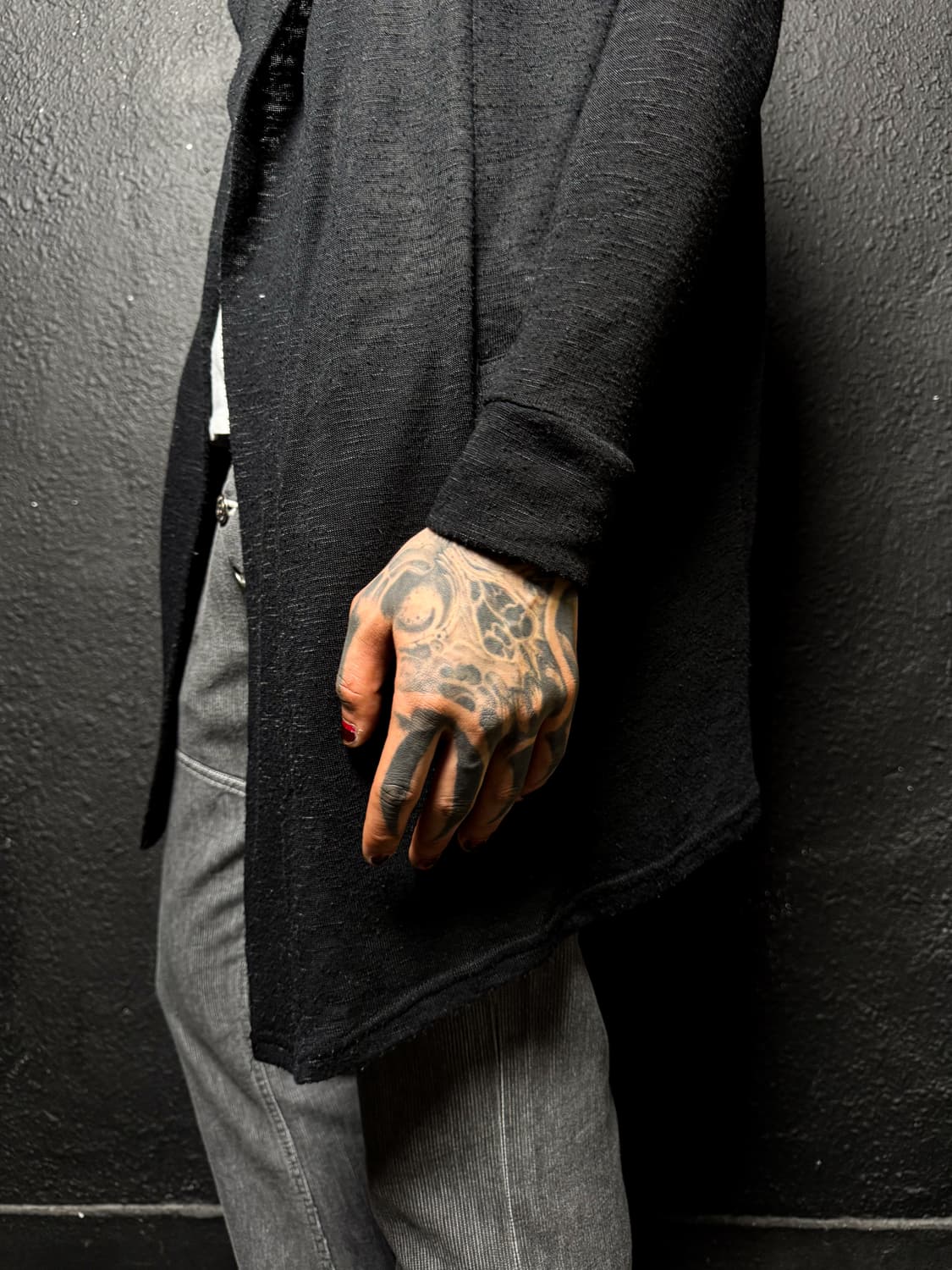 Black long draped hooded cardigan  상품이미지4