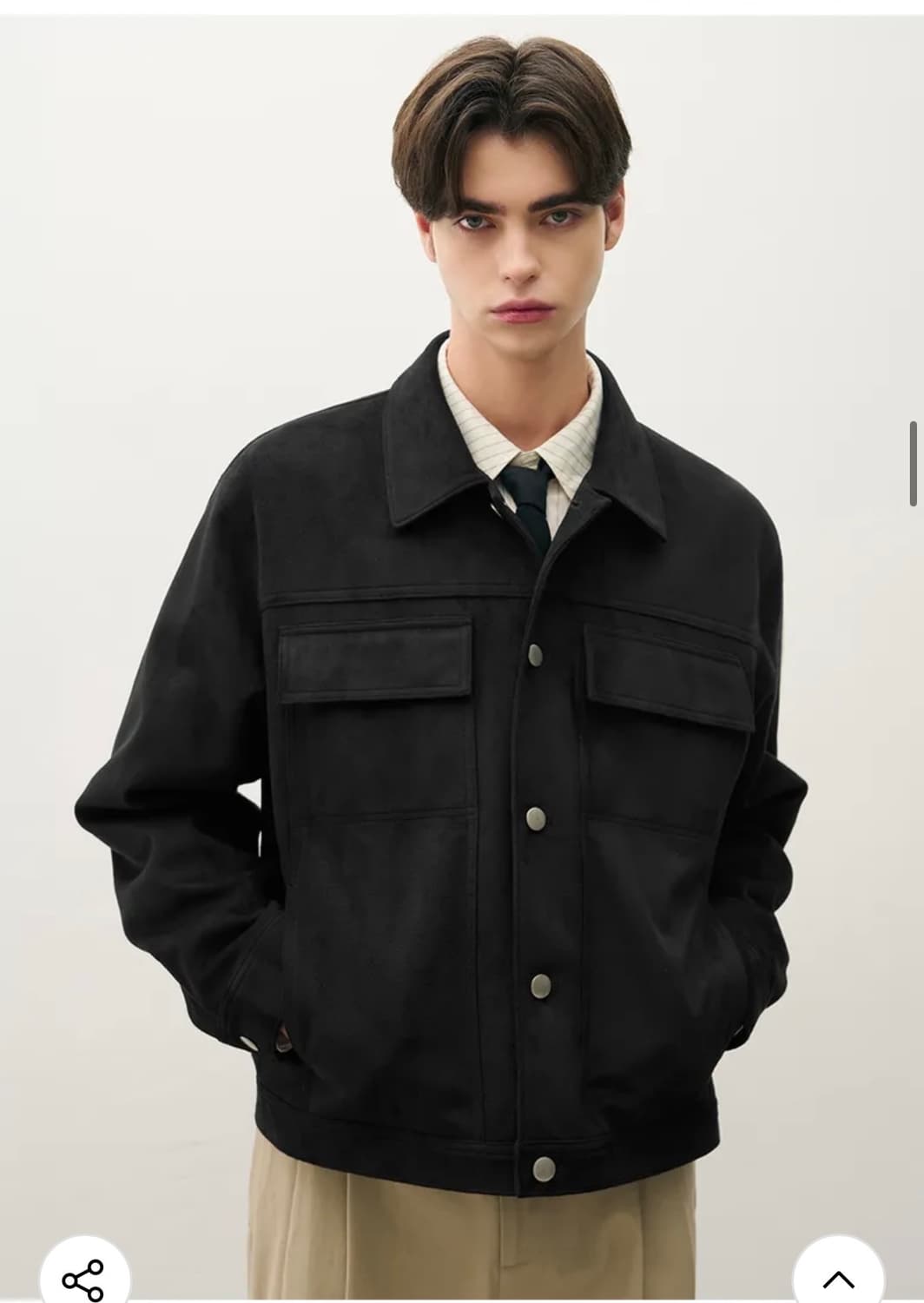 (L) 드로우핏 레이어 미니멀 스웨이드 자켓 [BLACK] 판매 상품이미지8