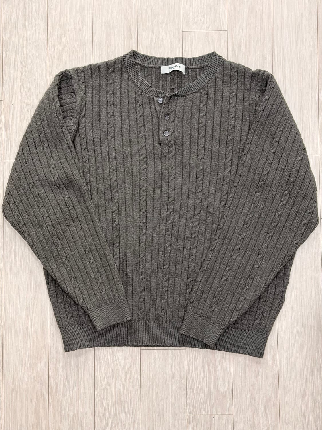 에잇세컨즈 꽈배기 헨리넥 니트 풀오버 애쉬 상품이미지1