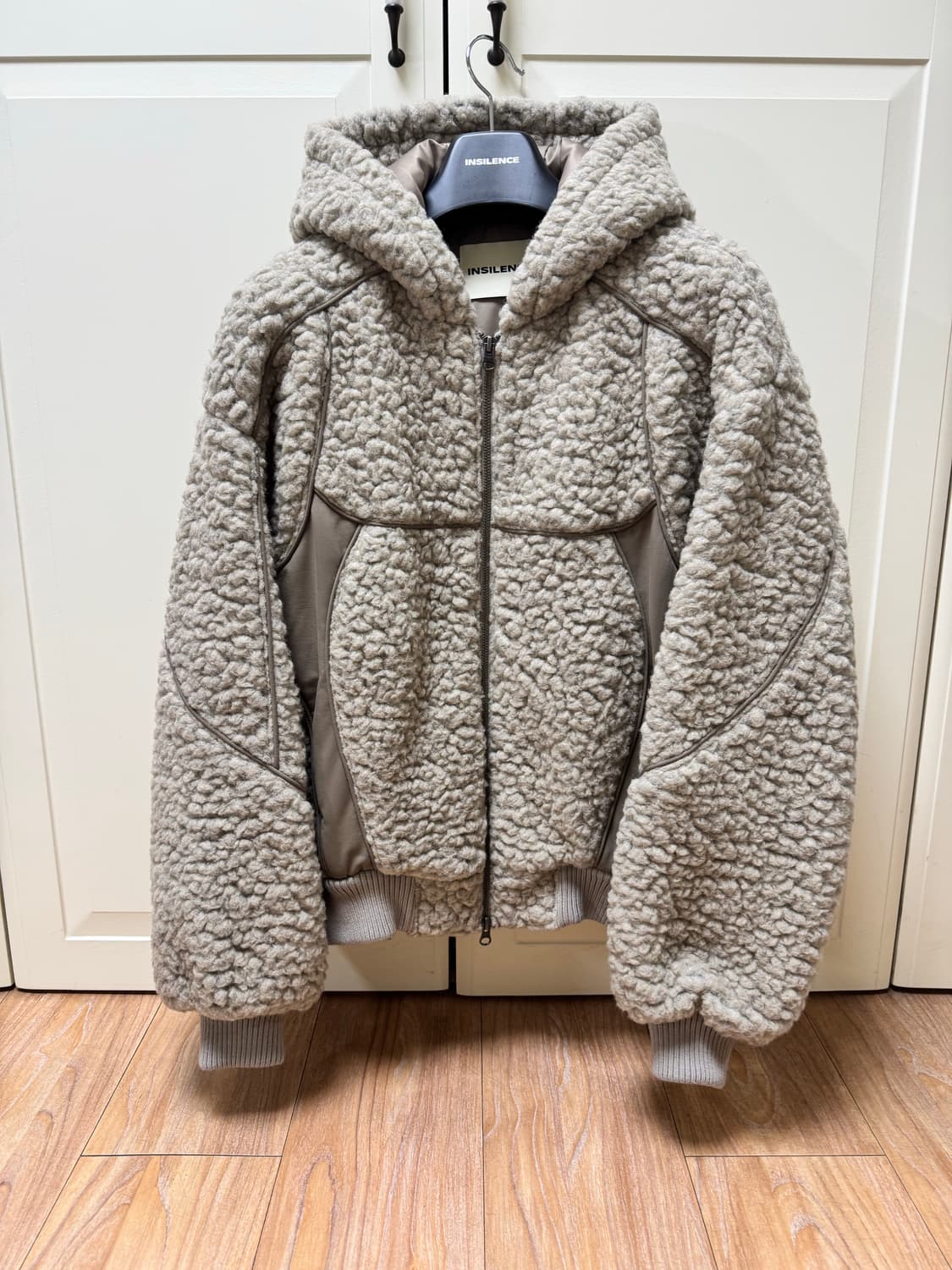 인사일런스 텍스처드 울 후드 점퍼 베이지 M 상품이미지5