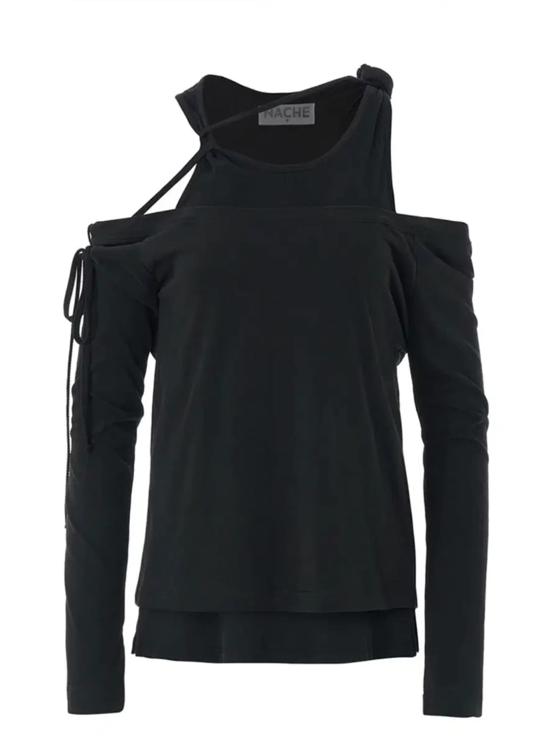 (새제품) 나체 LAYERED TIE LONG SLEEVE 블랙 상품이미지3