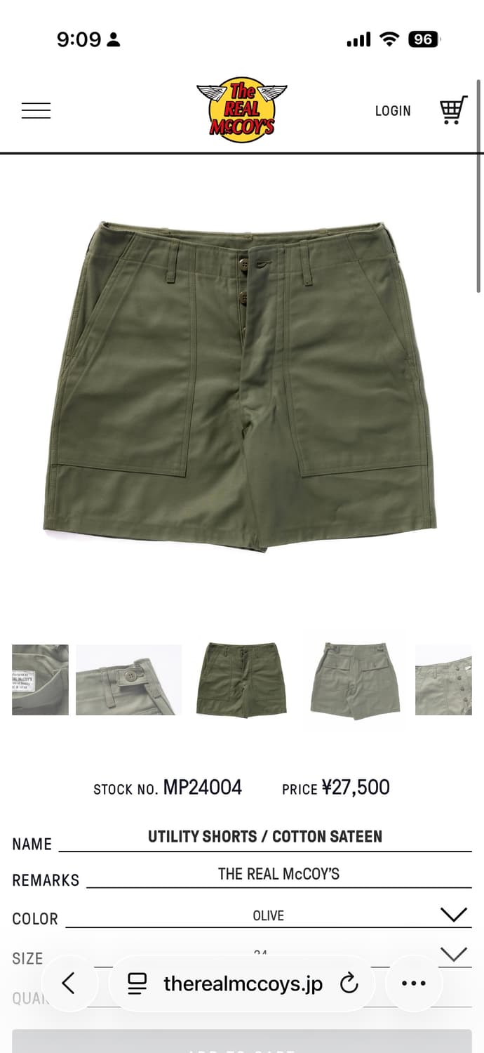 리얼맥코이 코튼 사틴 유틸리티 쇼츠 34 상품이미지3