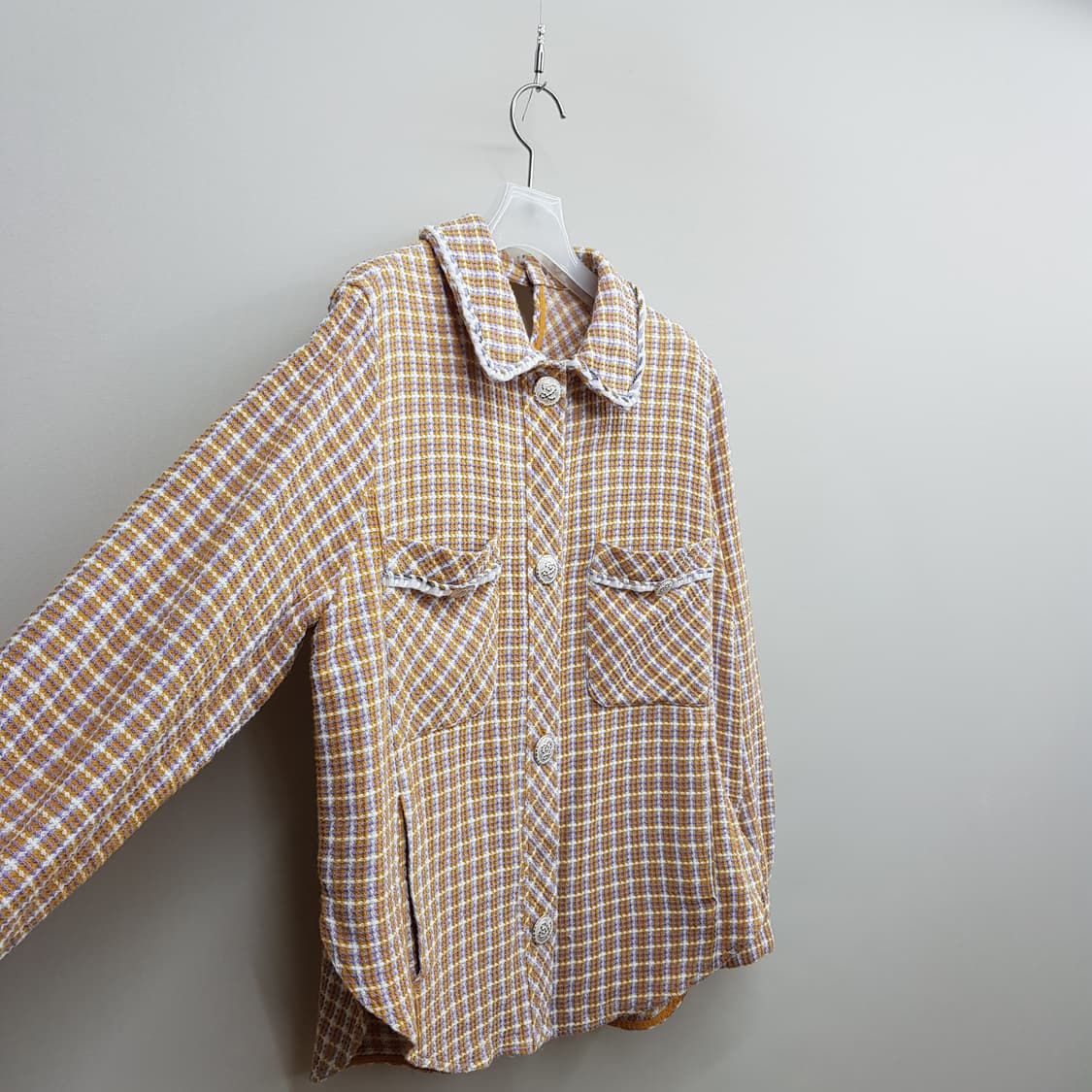 오즈세컨 2020 컬러 체크 트위드 자켓 82-94-160사이즈 상품이미지3