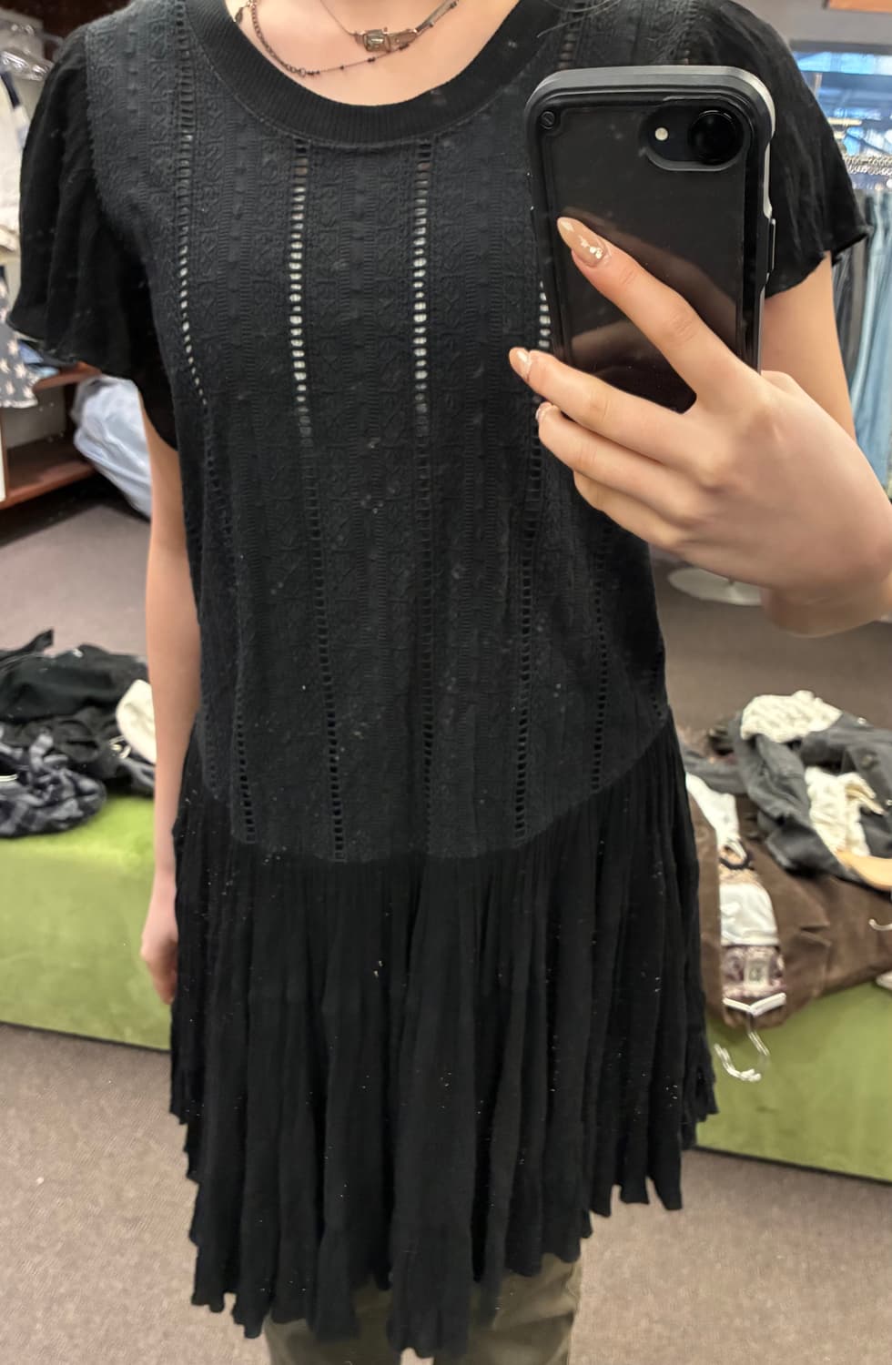 M) AXES FEMME vintage 여성 플리츠 반팔 원피스 상품이미지2