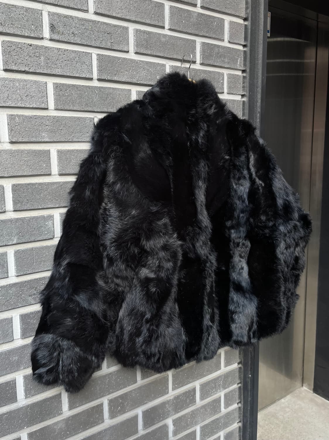 genuine rabbit 천연 래빗퍼 자켓 블랙 상품이미지8