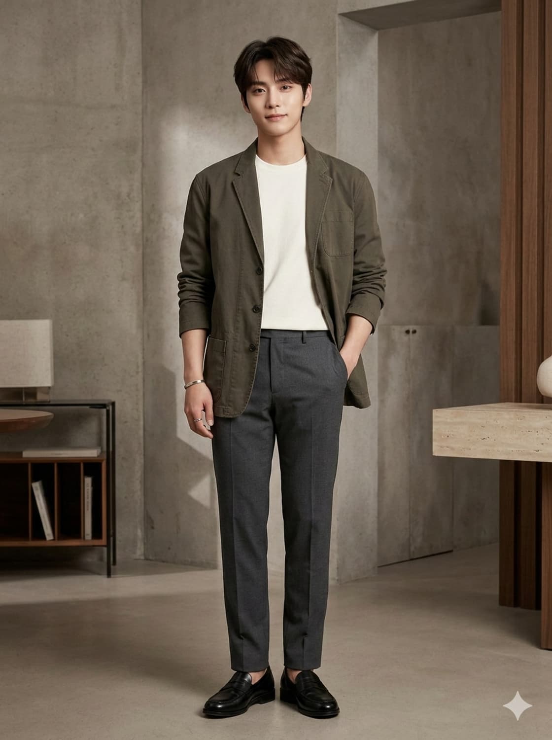 바나나리퍼블릭 올리브 캔버스 캐주얼 블레이저 자켓 상품이미지1