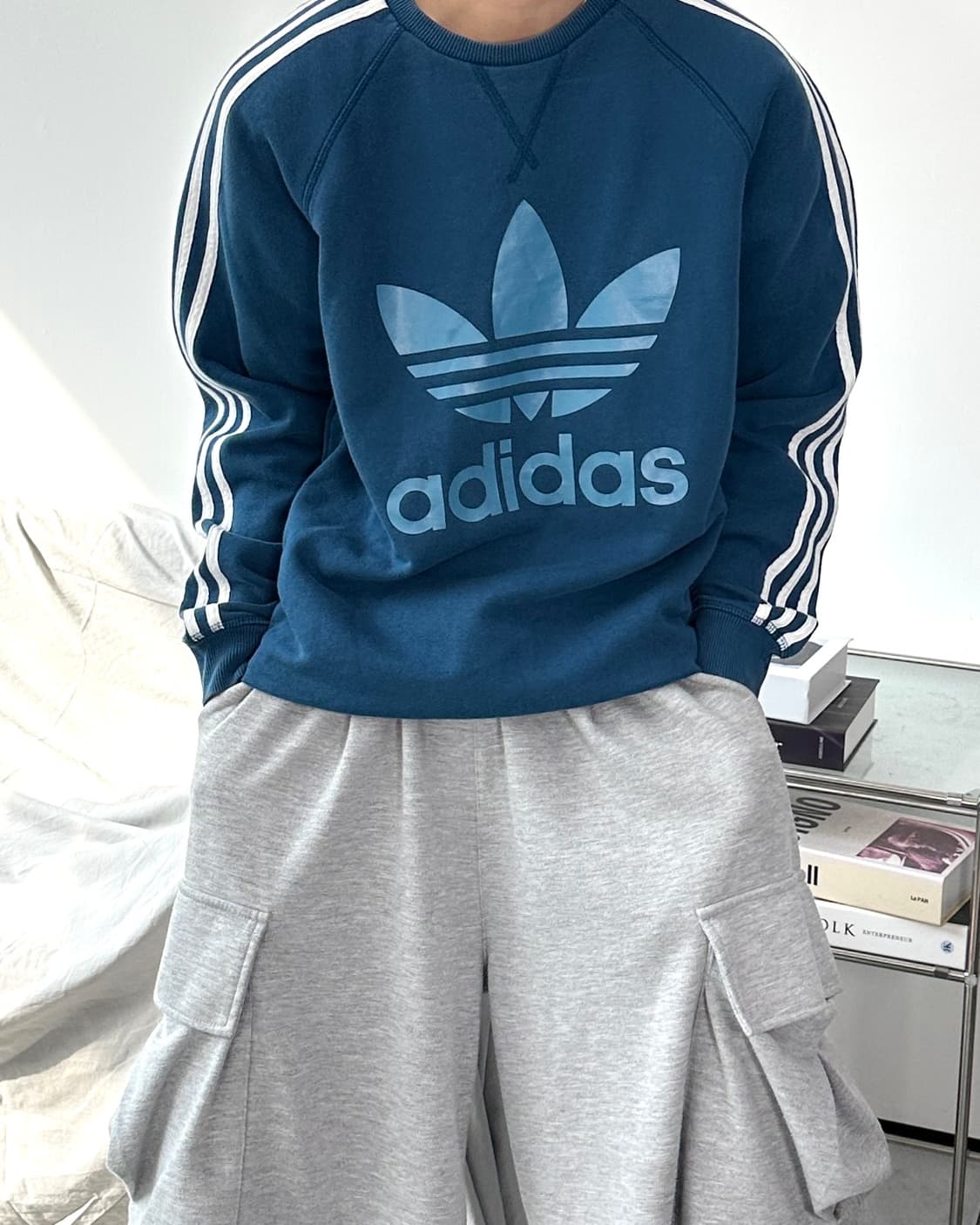 아디다스 빅파이어버드 블루 맨투맨 XL 상품이미지1