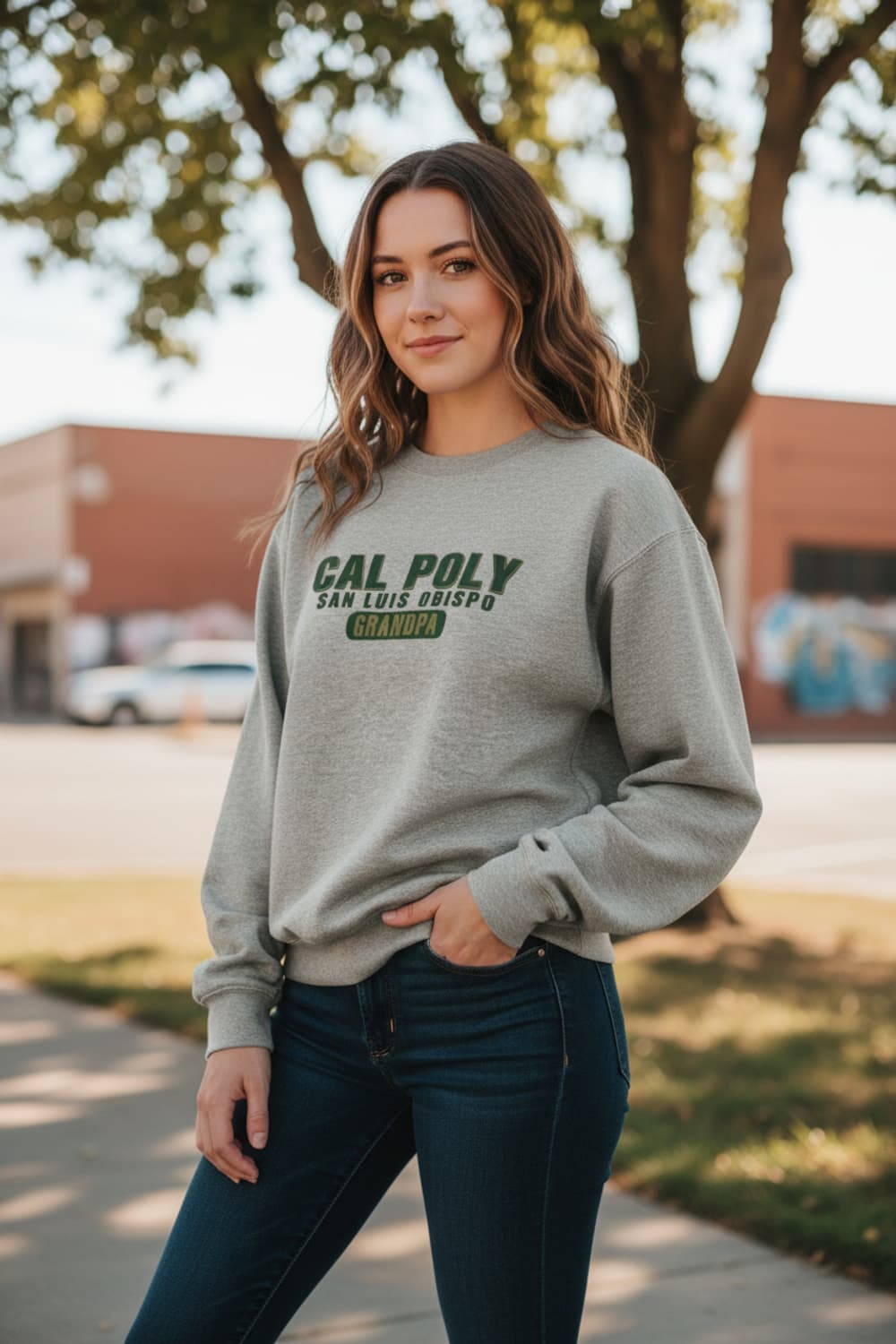 [L] 잔스포츠 유니버시티 스웻셔츠 캘폴리 그레이 캠퍼스 맨투맨 상품이미지1