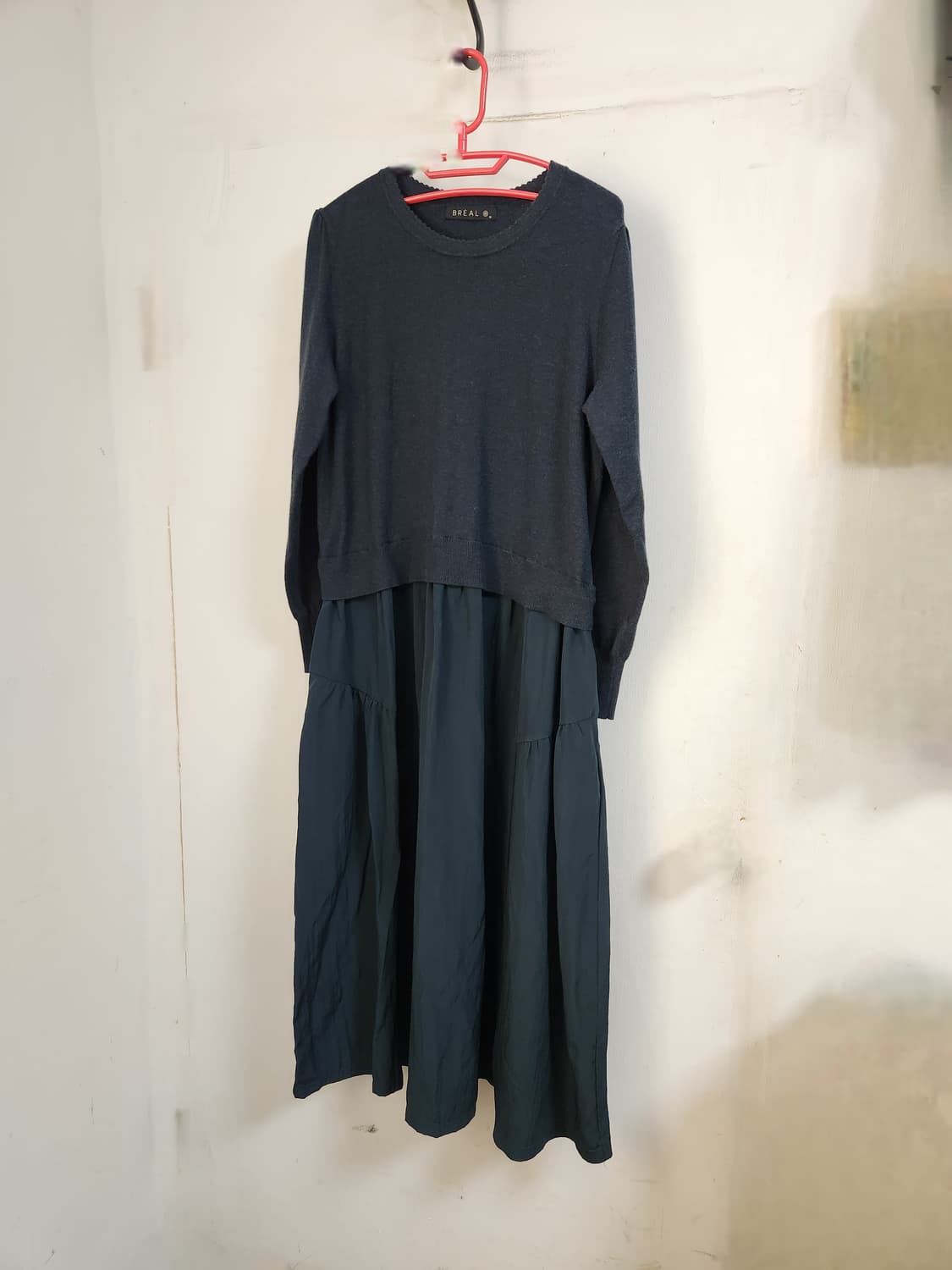 BREAL 청록색 니트배색 롱 원피스88(77~88) 상품이미지1