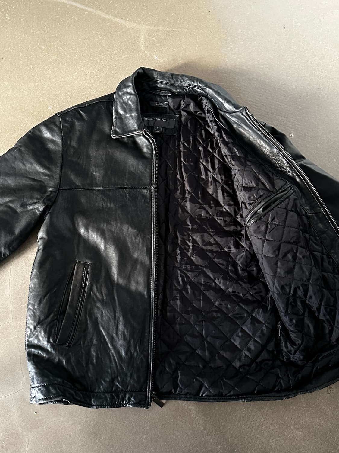 00s Perry Ellis Portfolio 램스킨 레더 자켓 상품이미지5