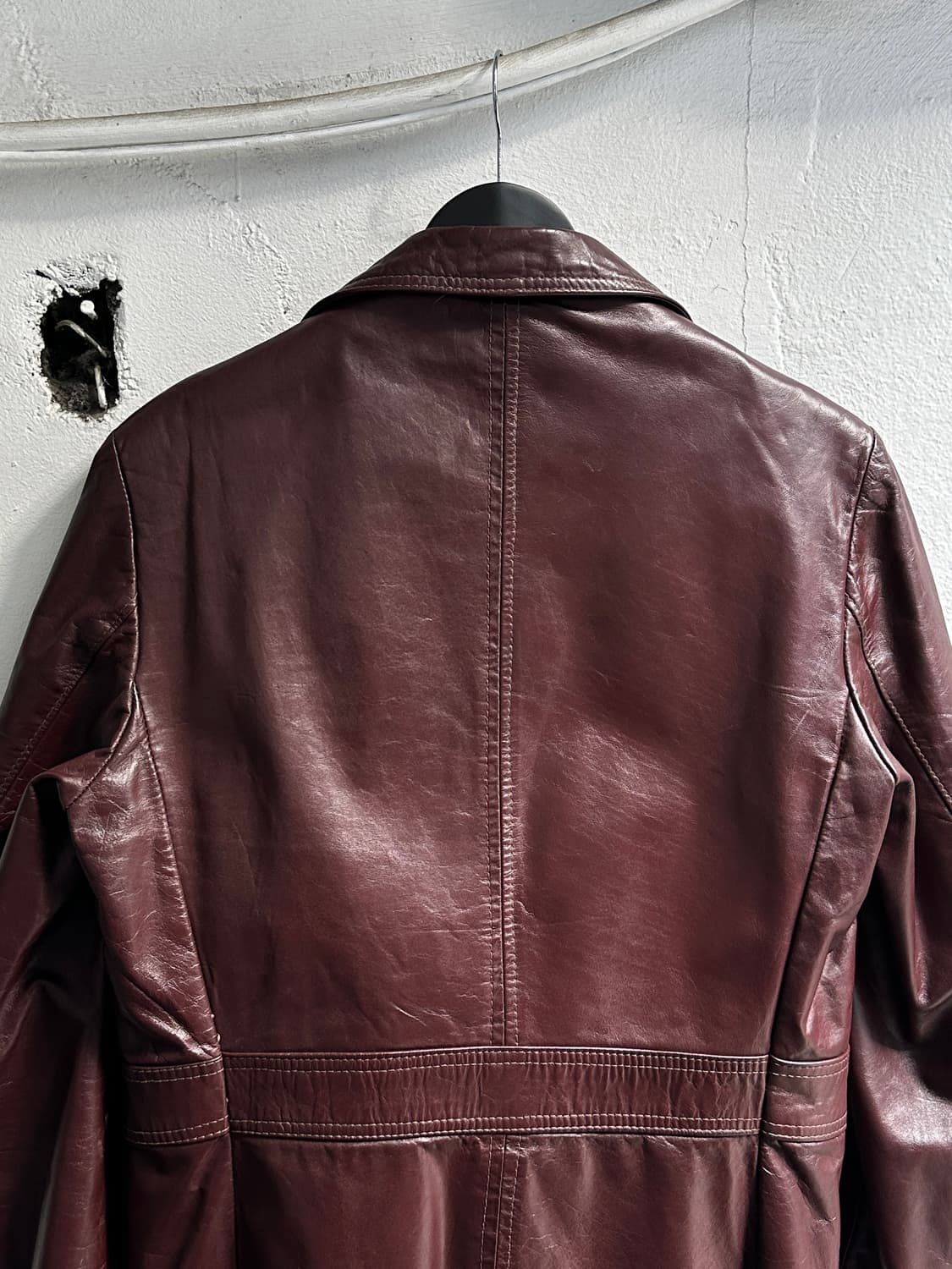 80's 빈티지 버건디 레더 코트 파이트클럽st 상품이미지6