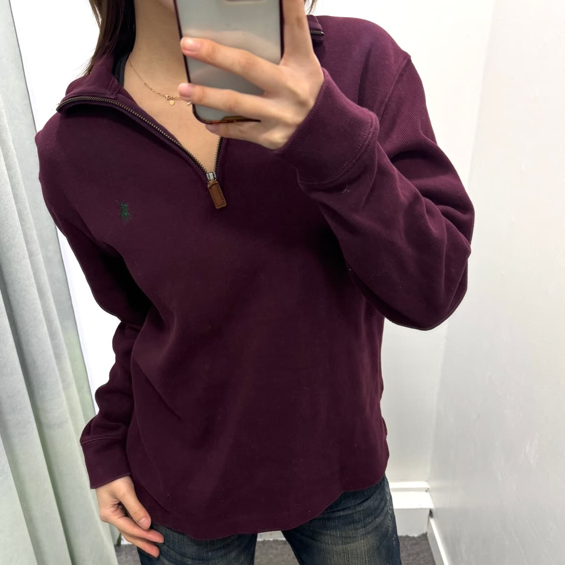 폴로 버건디 반집업 니트 상품이미지2