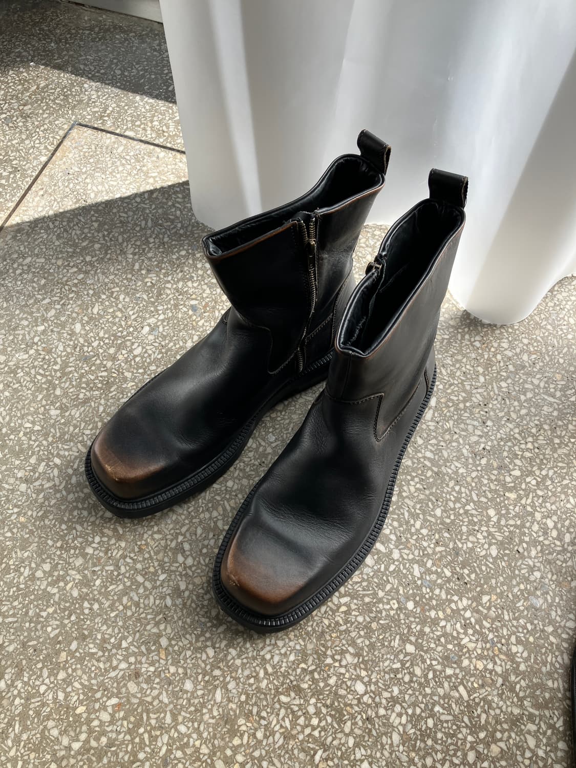 빈티지 브라운 사이드 지퍼 앵클부츠 44 상품이미지3