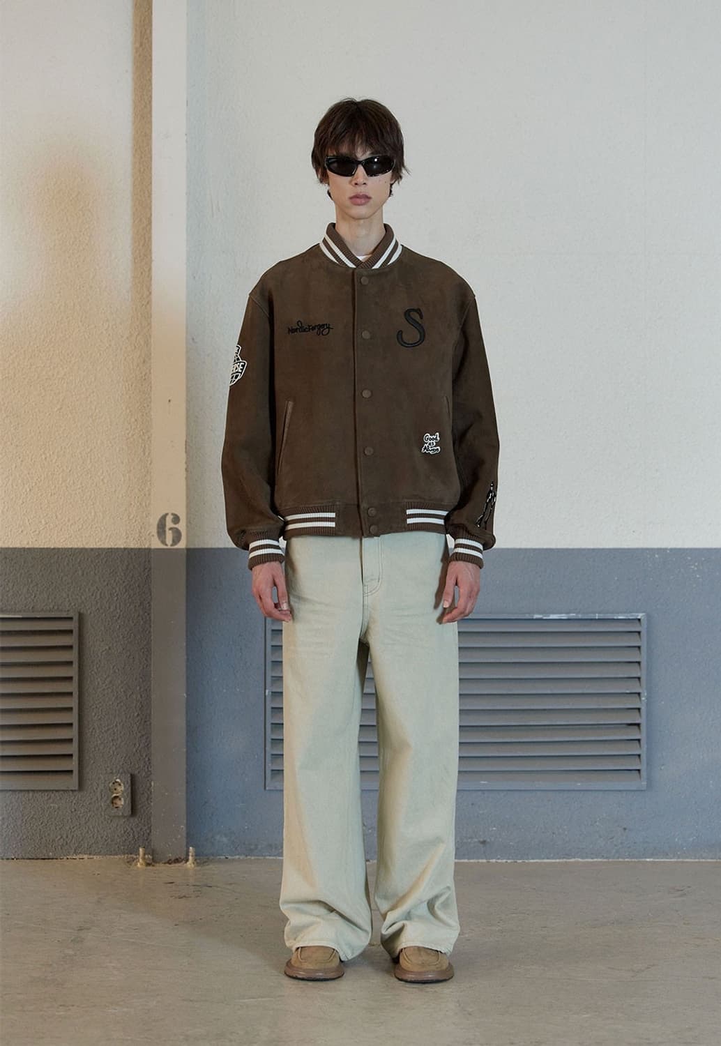 [M] STU 고트 스웨이드 바시티 자켓 브라운 상품이미지1