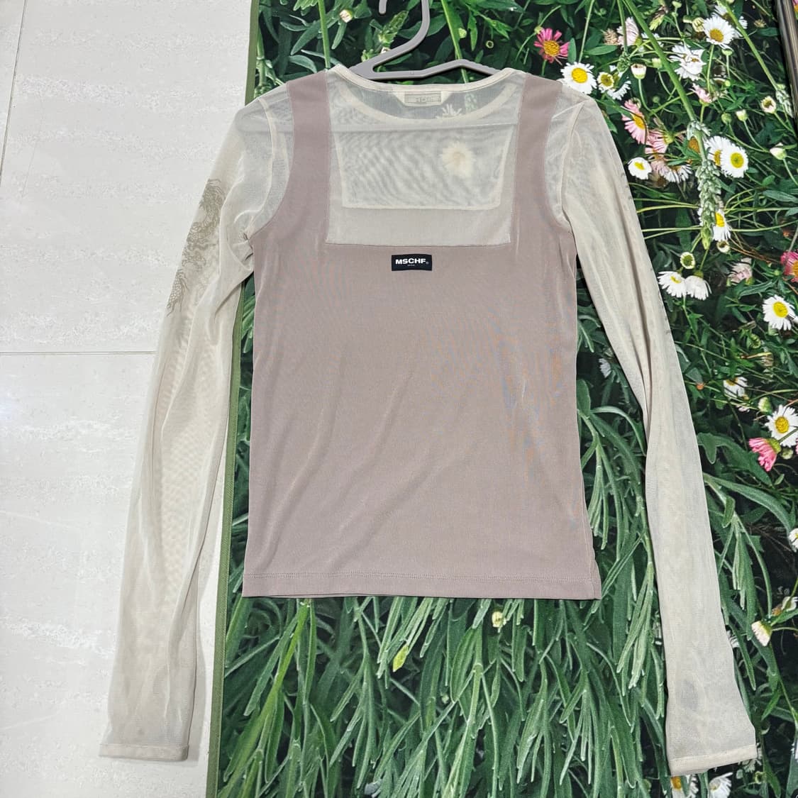 미스치프 메쉬 탑 베이지 상품이미지6